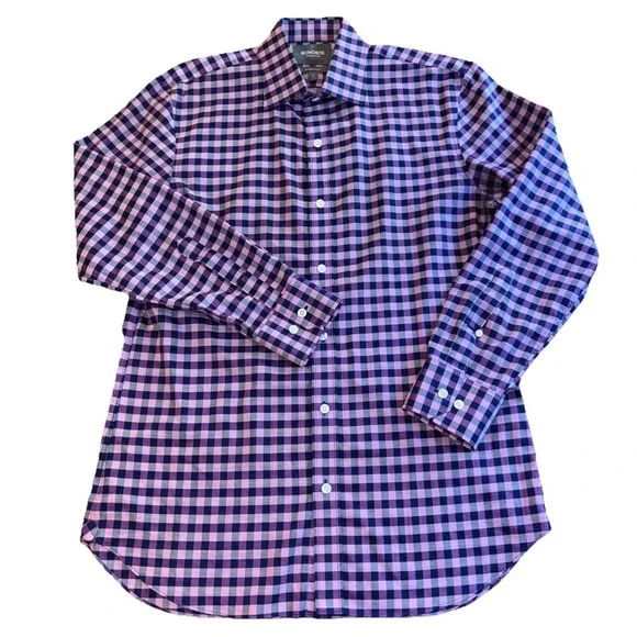 Bonobos Purple Gingham Dress Shirt Mens 16 33 Tailored Slim Fit Button Up - Picture 6 of 6